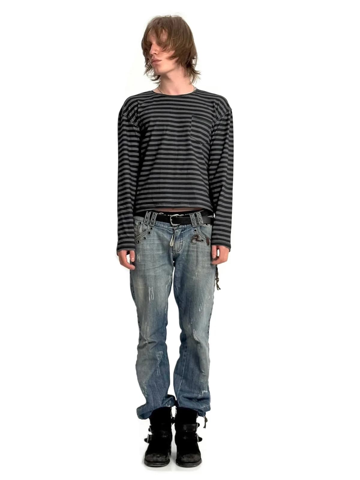 TWO STRIPES long — Серо - синий